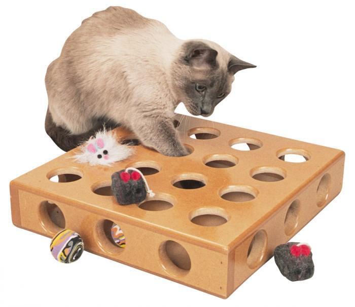 SmartCat Peek-and-Prize Large Toy Box Wooden Cat Toy Interactive cat toy Smart cat