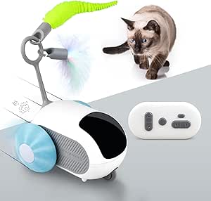 Interactive Cat Toy with Remote Control, 2 Speed Automatic Moving Car Cat Toy Interactive cat toy Aymixis Blue
