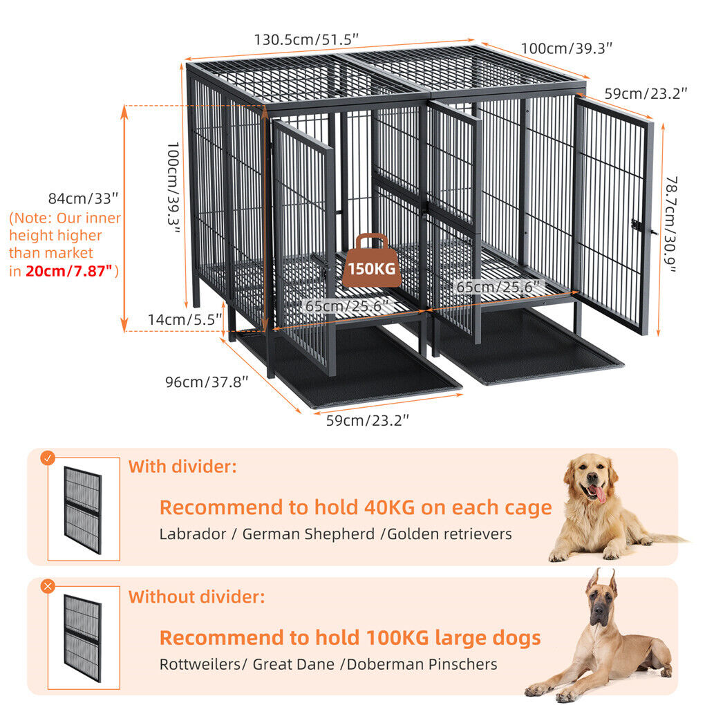 52 XXXL Heavy Duty Dog Cage Large Breed Kennel on Wheels Pet Care > Dog Supplies > Dog Kennels Woofy and Whiskers