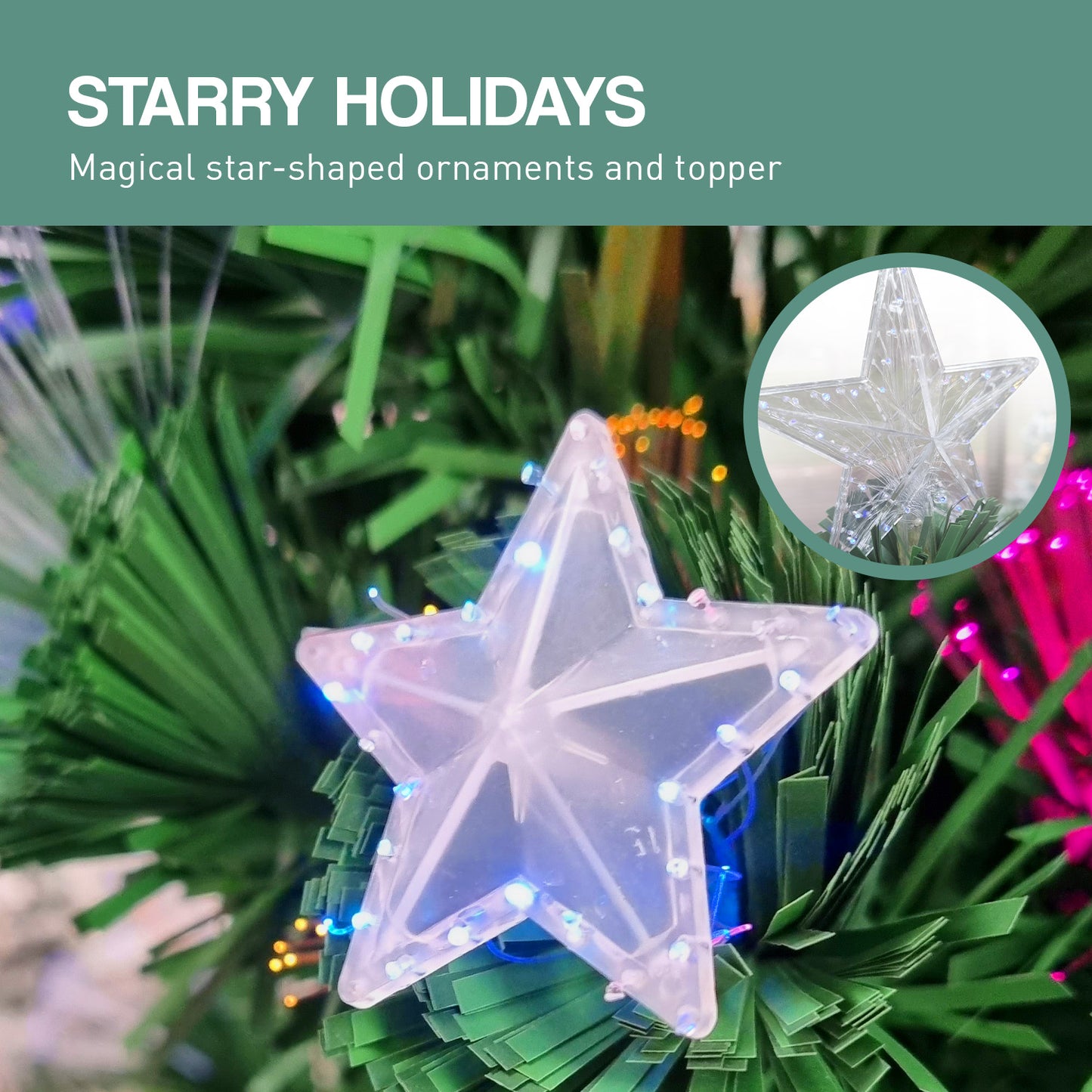 Christabelle 1.8m Enchanted Pre Lit Fibre Optic Christmas Tree Stars Xmas Decor Occasions > Christmas > Christmas Trees Woofy and Whiskers