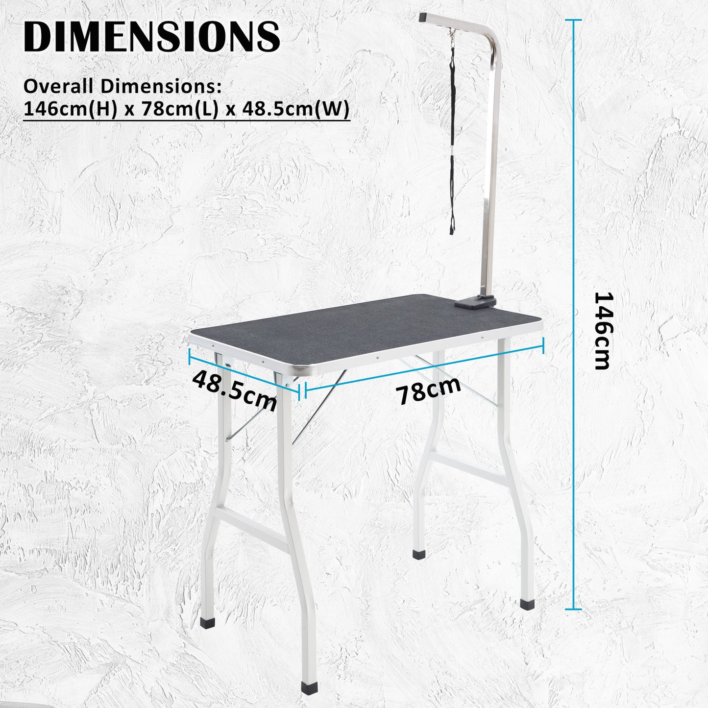 Paw Mat Pet Grooming Salon Table 78cm Adjustable Foldable Mobile for Commercial BLACK Pet Care > Dog Supplies > Dog Grooming Supplies Woofy and Whiskers