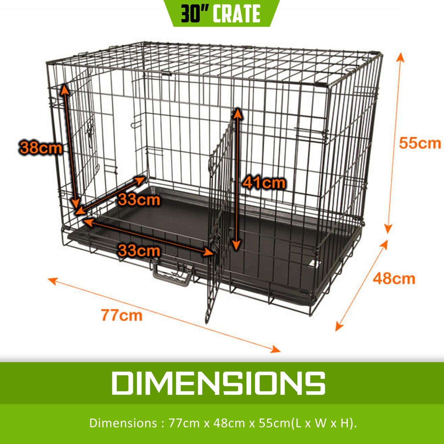 Wire Dog Cage Foldable Crate Kennel 30in with Tray Pet Care > Dog Supplies > Dog Playpens & Gates Woofy and Whiskers
