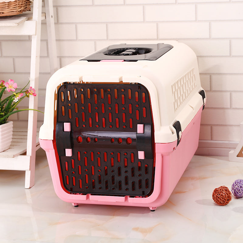 YES4PETS Medium Dog Cat Crate Pet Rabbit Carrier Travel Cage With Tray & Window Pink Pet Care > Dog Supplies > Dog Carriers & Crates Woofy and Whiskers