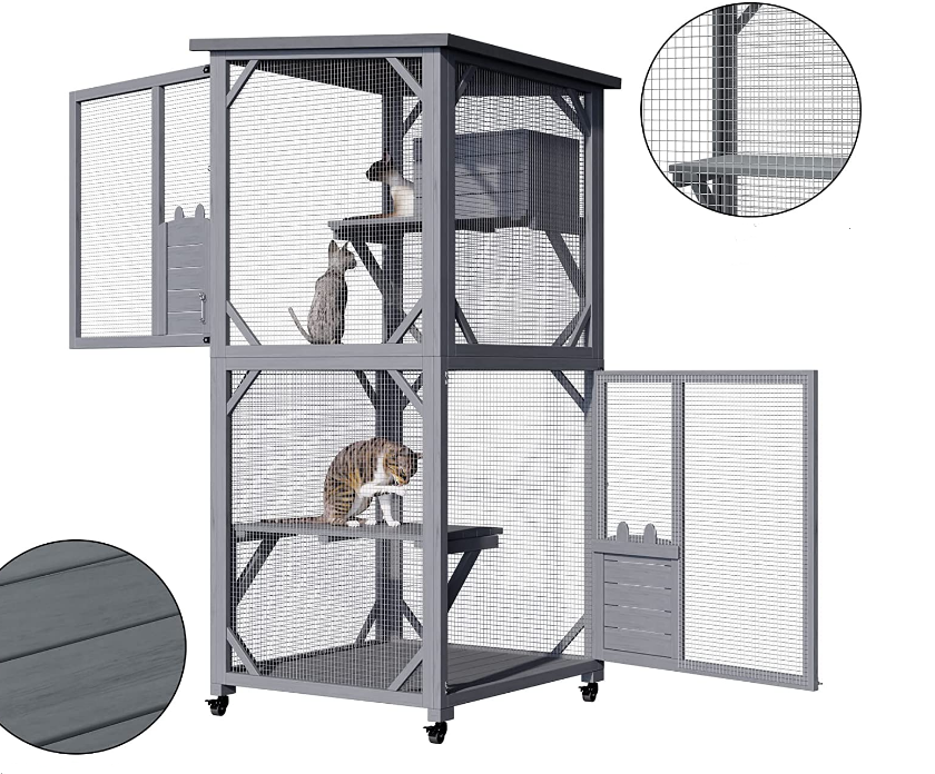 YES4PETS Pet Cat Bird Shelter Condo with Escape Door Wooden Kitten Cage House Pet Care > Cat Supplies > Cat Furniture Woofy and Whiskers