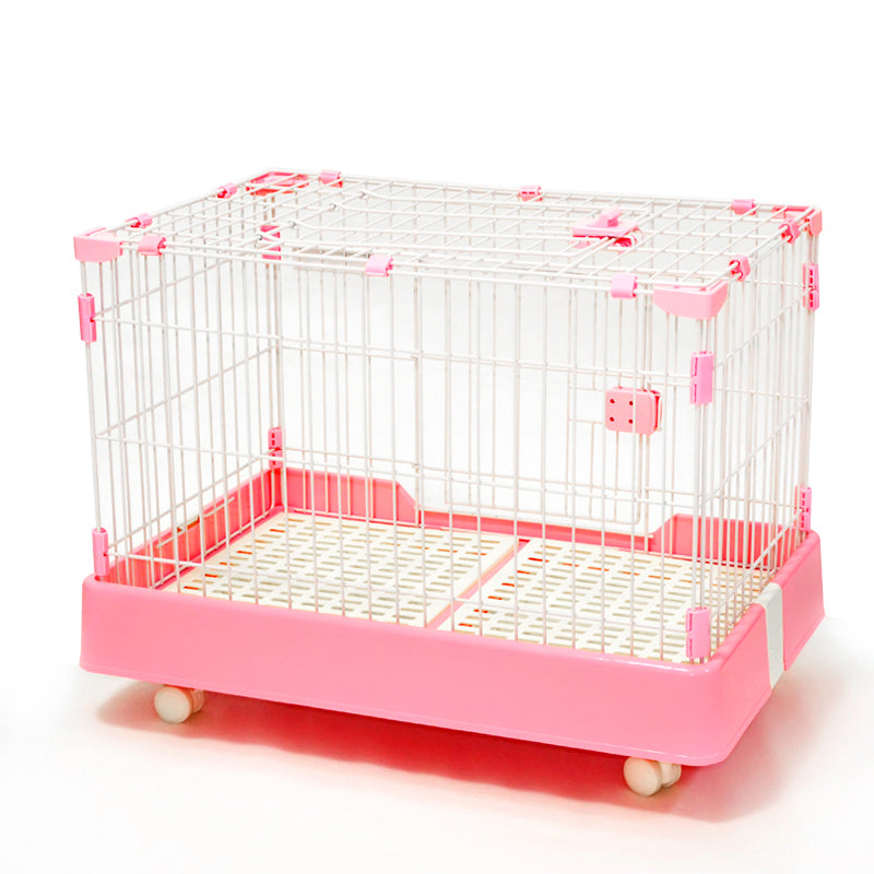 YES4PETS Large Pink Pet Dog Cage Cat Rabbit Crate Kennel With Potty Pad And Wheel Pet Care > Coops & Hutches > Small Animal Habitats & Cages Woofy and Whiskers