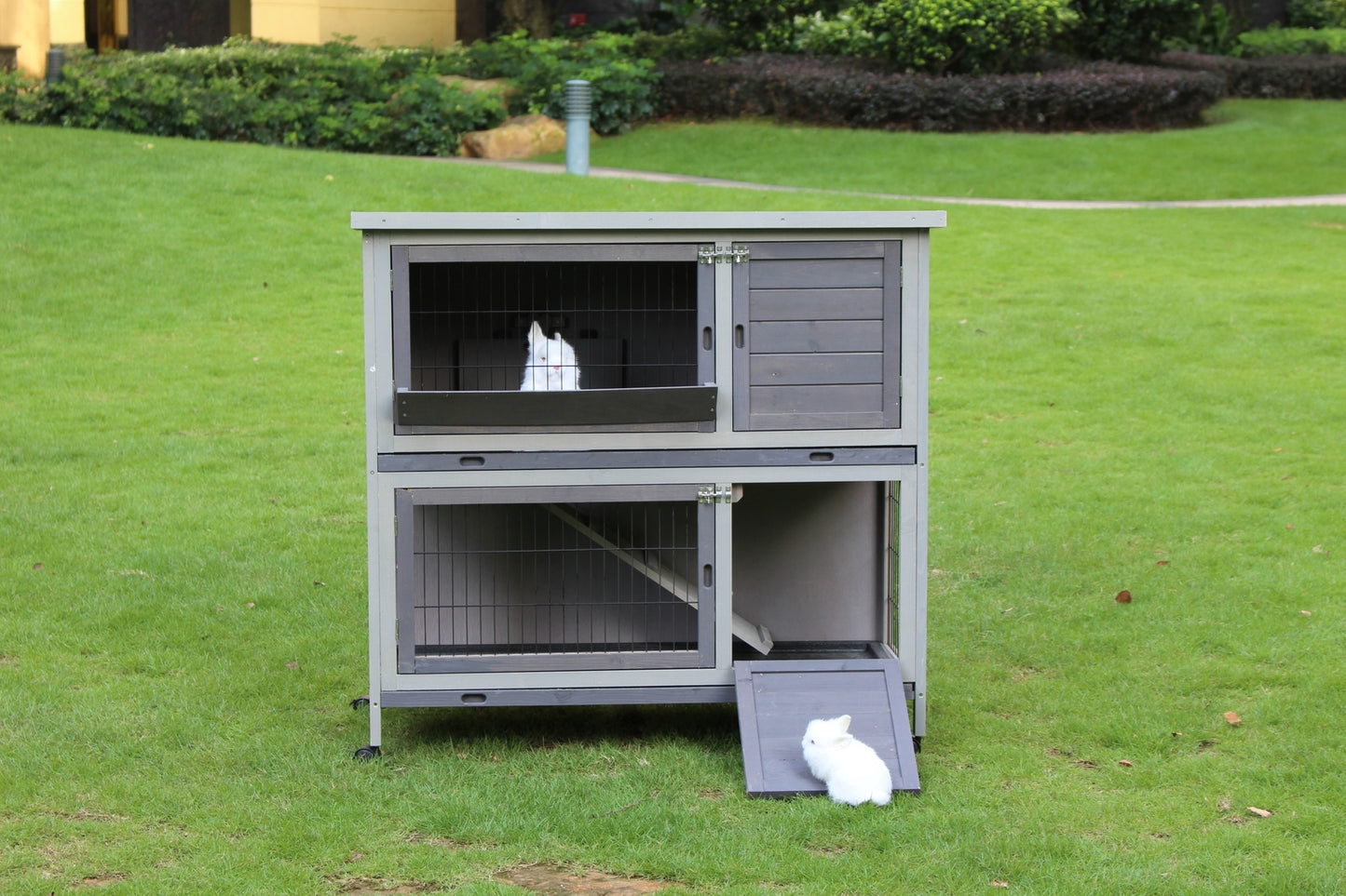 YES4PETS 110cm XL Double Storey Rabbit Hutch Guinea Pig Cage , Ferret Cat cage W Wheel & Pull Out Tray Pet Care > Coops & Hutches > Small Animal Habitats & Cages YES4PETS