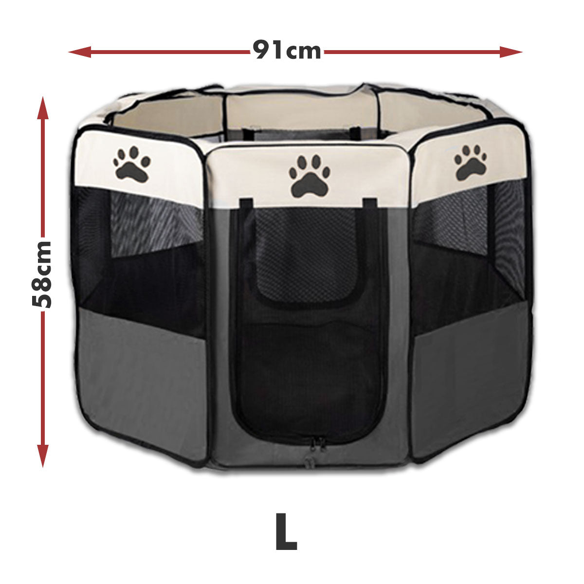 8 Panel Pet Dog Cat Crate Play Pen Bags Kennel Portable Tent Playpen Puppy Cage Large Grey Pet Care > Dog Supplies > Dog Playpens & Gates Woofy and Whiskers