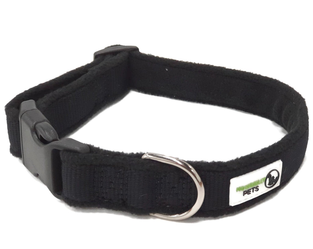 100% Pure Bamboo Fibre w/Fleece Lining Dog Collar Plastic Buckle - Moondidley Pets Medium Black Home & Garden > Bedding > Blankets & Throws Woofy and Whiskers