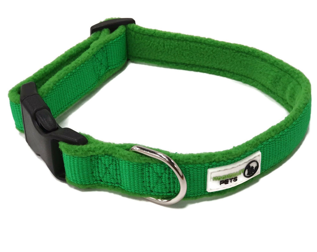 100% Pure Bamboo Fibre w/Fleece Lining Dog Collar Plastic Buckle - Moondidley Pets Medium Green Home & Garden > Bedding > Blankets & Throws Woofy and Whiskers