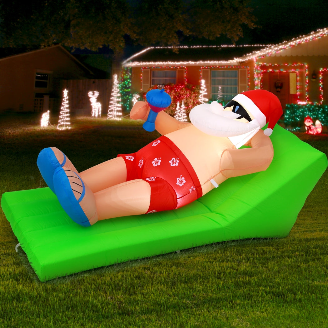 Jingle Jollys Christmas Inflatable Santa Bench 1.8M LED Illuminated Decorations Occasions > Christmas > Christmas Decorations Jingle Jollys