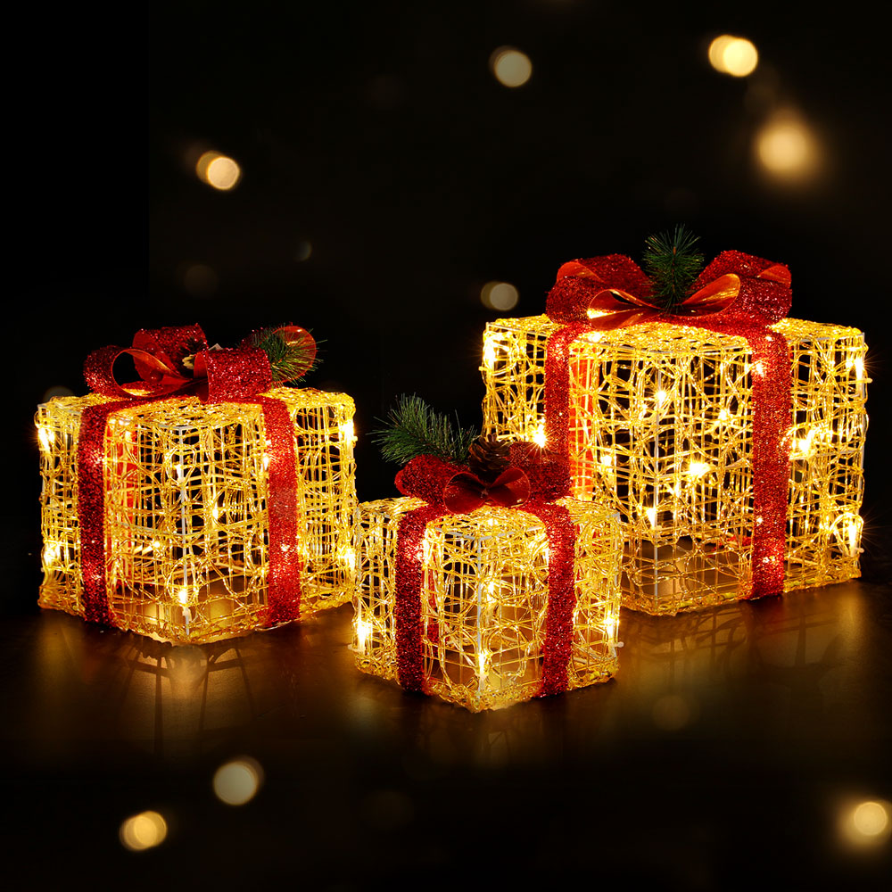 3 PCS Christmas Lights Gift Box Set Set 48 LED Decorations Jingle Jollys Occasions > Christmas > Outdoor Decorations & Lights Woofy and Whiskers