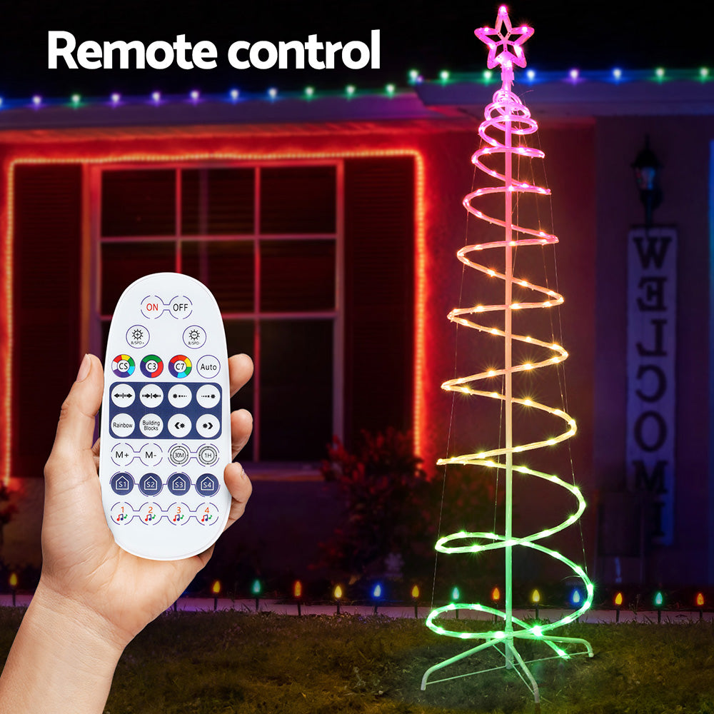 Jingle Jollys Christmas Tree 1.8m 100 RGB LED Rope Lights Xmas Trees Decoration Occasions > Christmas > Outdoor Decorations & Lights Woofy and Whiskers