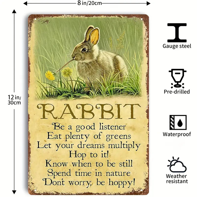 Art rabbit quote metal sign aluminum poster frame home decor love you happiness