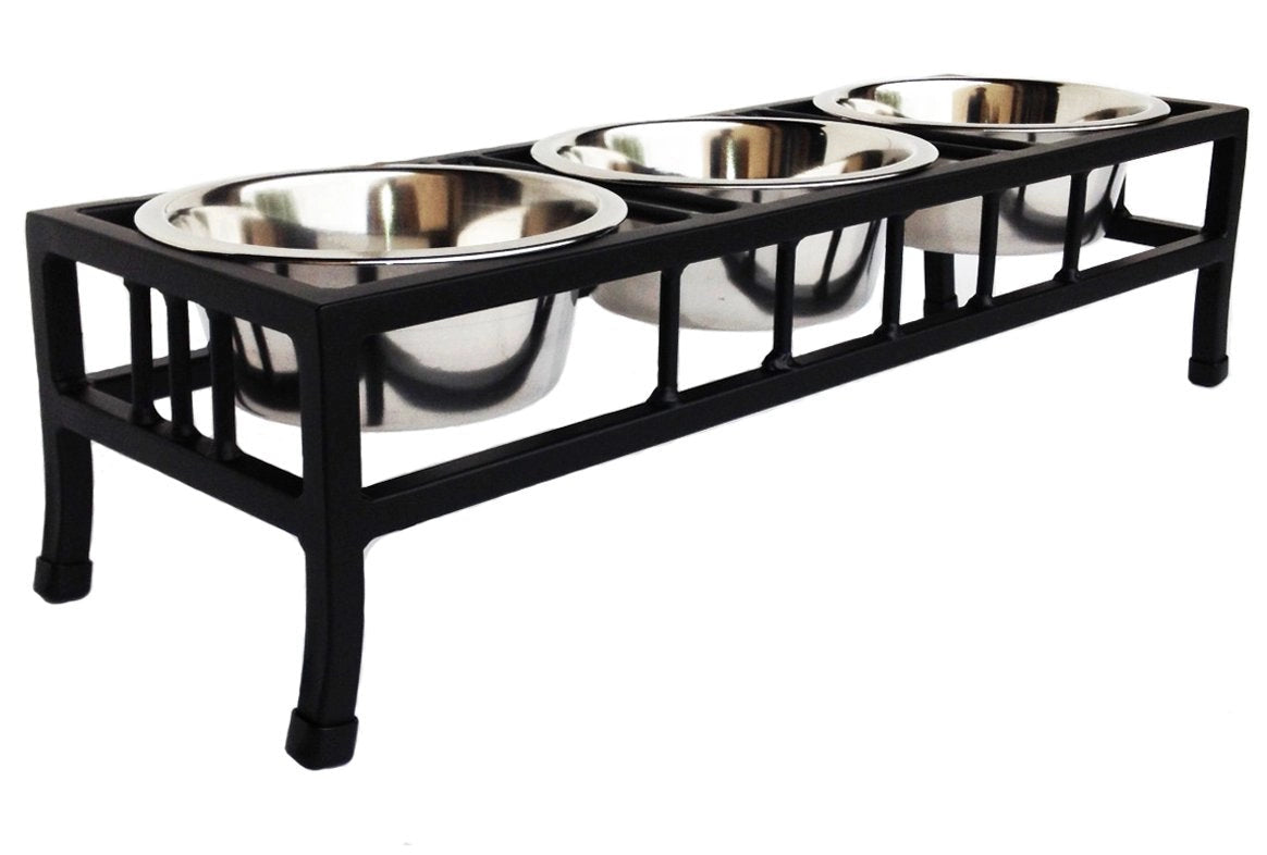 Baron Double Dog Diner Heavy duty double doog bowl Pets shop Triple small Black