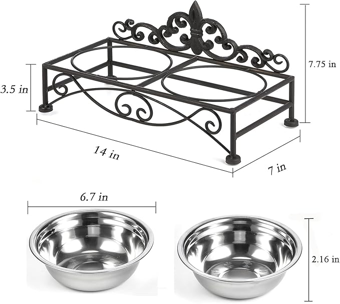 FIDO Dog Bowls and Metal stand - Victorian Style dog bowl Lavida