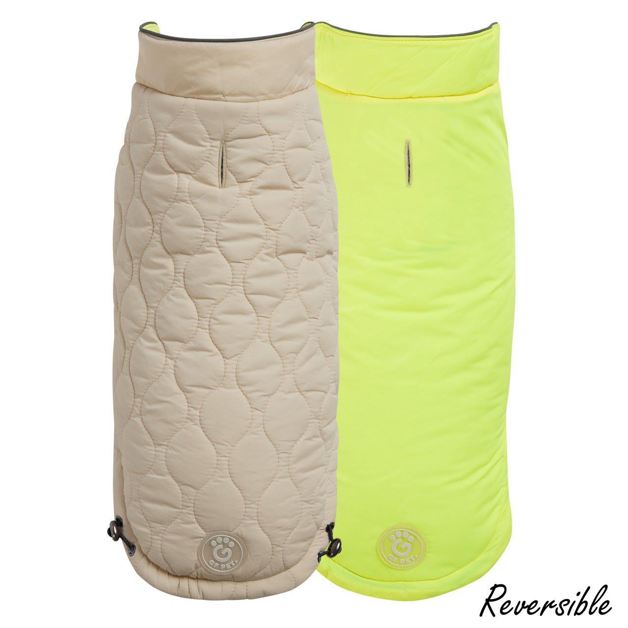 GF Pet Elasto-Fit Reversible Chalet Dog Jacket in Sand/Lime Dog Apparel GF Pet