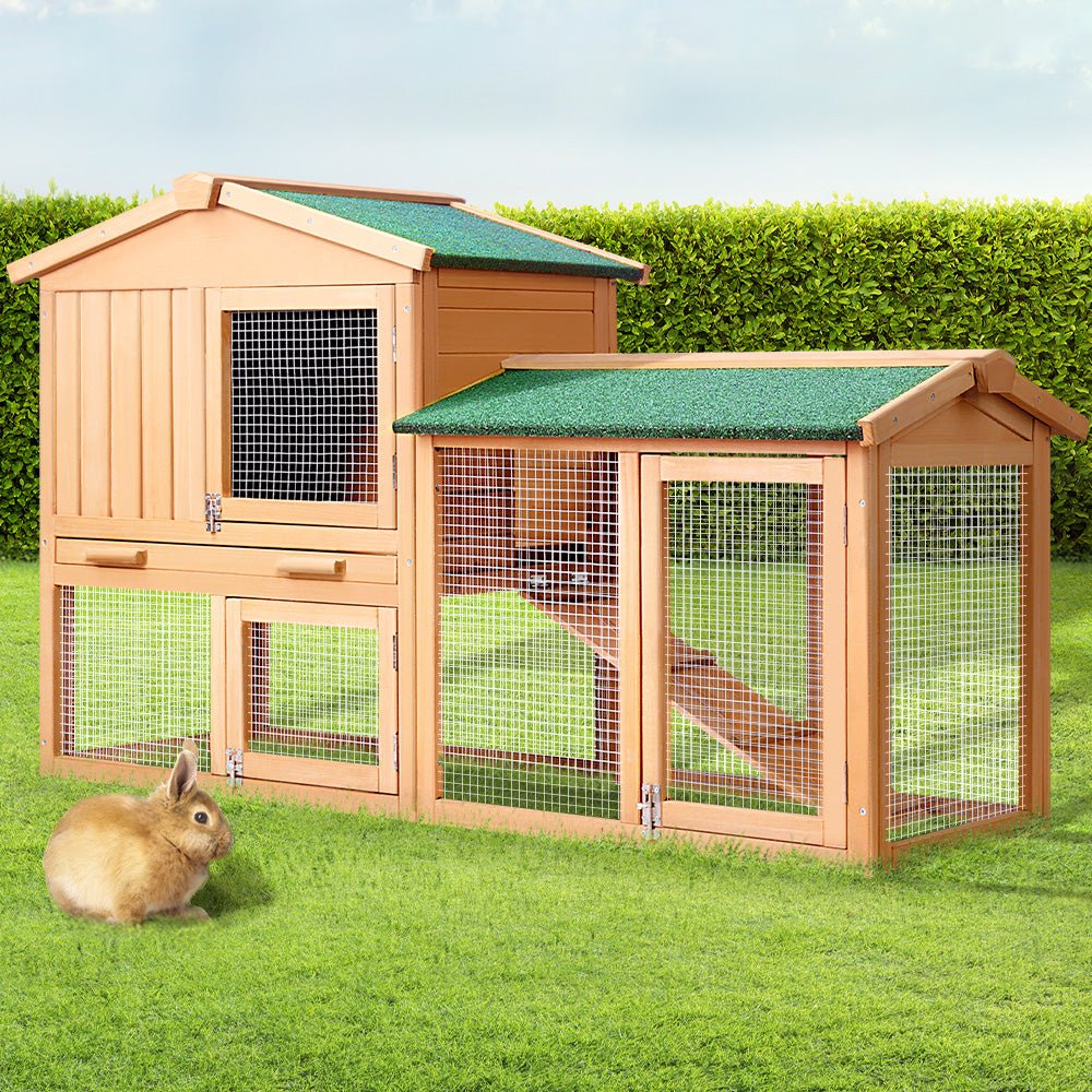 i.Pet Chicken Coop Rabbit Hutch 138cm x 44cm x 85cm Large House Run Cage Wooden Outdoor Pet Care > Coops & Hutches > Small Animal Habitats & Cages Woofy and Whiskers