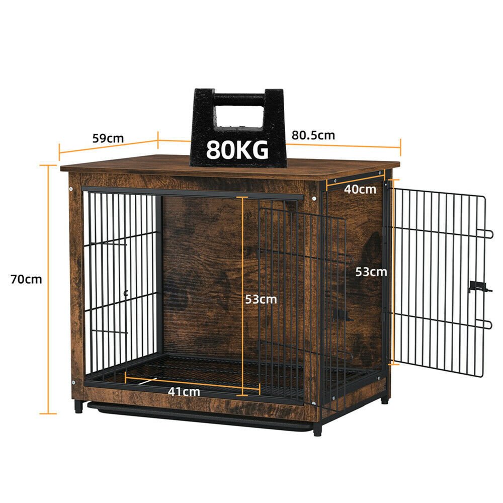 Medium Wooden Dog Crate Kennel 80.5x59x70cm End Table Nightstand Pet Care > Dog Supplies > Dog Beds Woofy and Whiskers