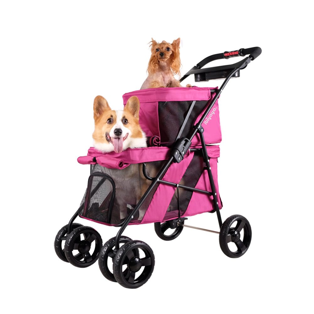 Ibiyaya Double Decker Pet Stroller – Silver Gray pet stroller Ibiyaya
