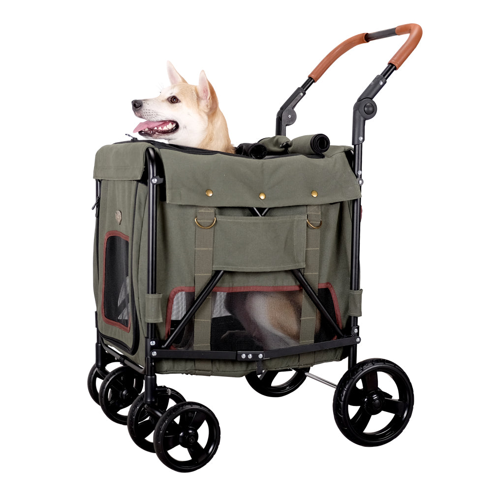 Ibiyaya Gentle Giant Dual Entry Pet Wagon for Dogs up to 25kg – Peach pet stroller Ibiyaya dark green