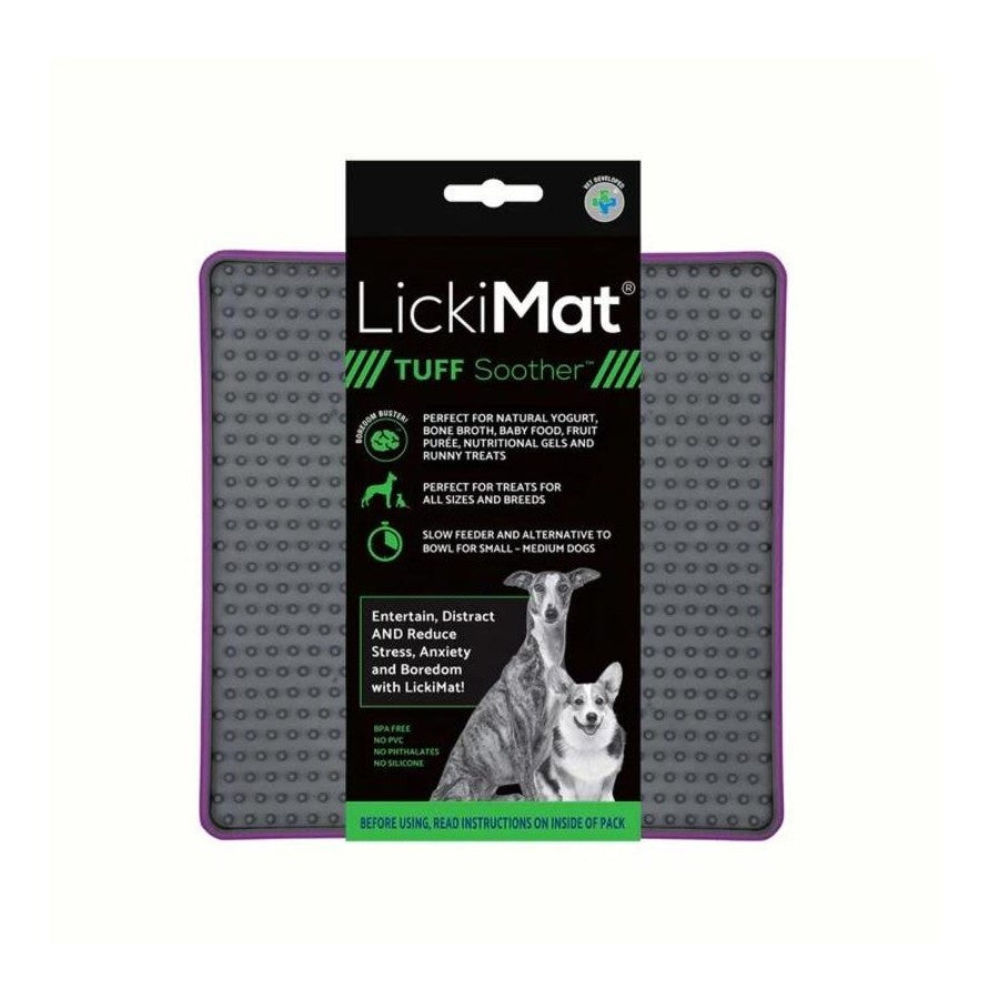 LickiMat Soother Tuff Slow Food Bowl Woofy and Whiskers Purple