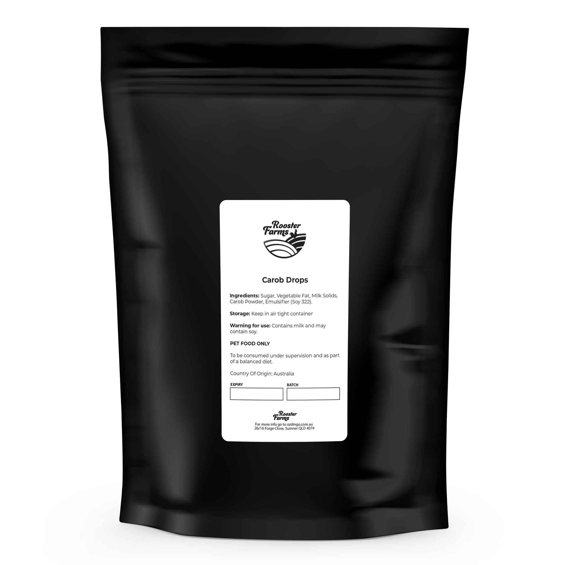 1Kg Dog Treat Carob Drops - Australian Puppy Button Melts Dog treats Rooster Farms 100GR Carob