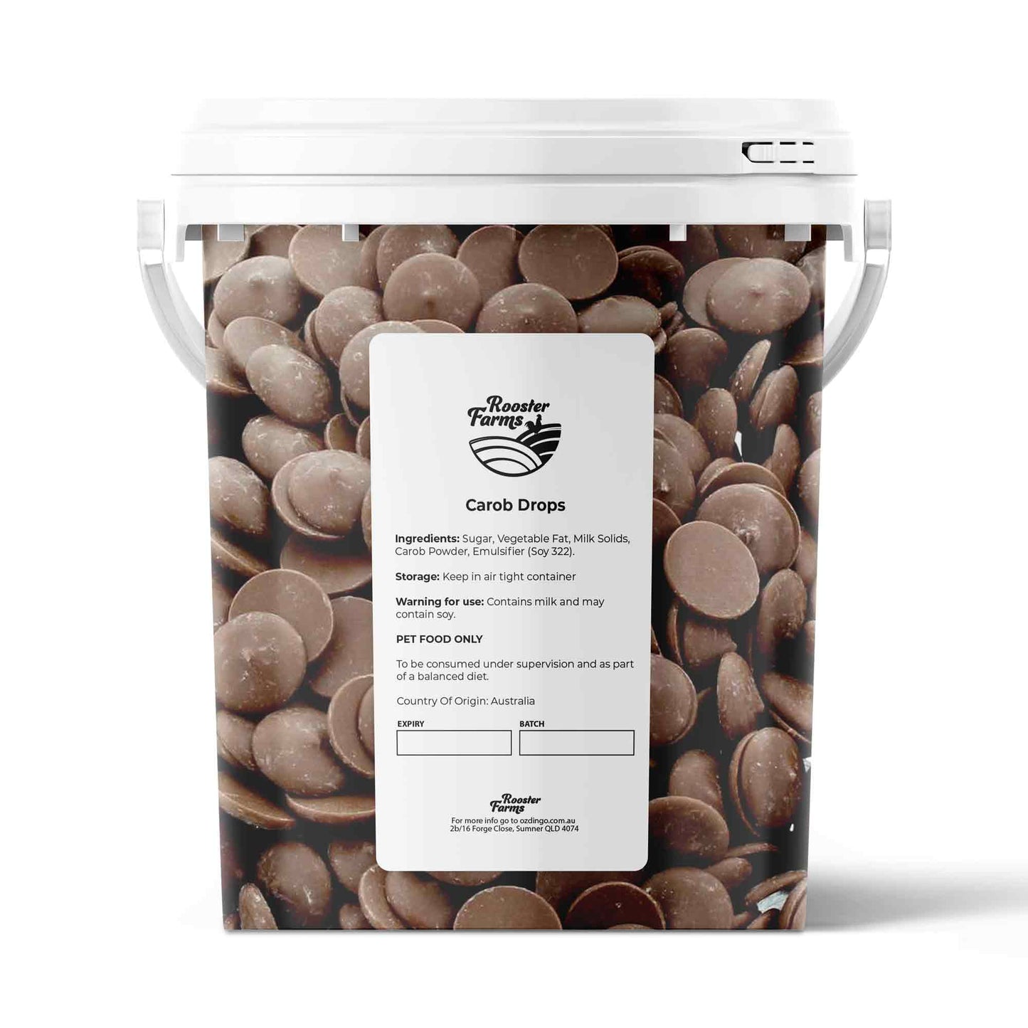 1Kg Dog Treat Carob Drops - Australian Puppy Button Melts Dog treats Rooster Farms 700GR Carob