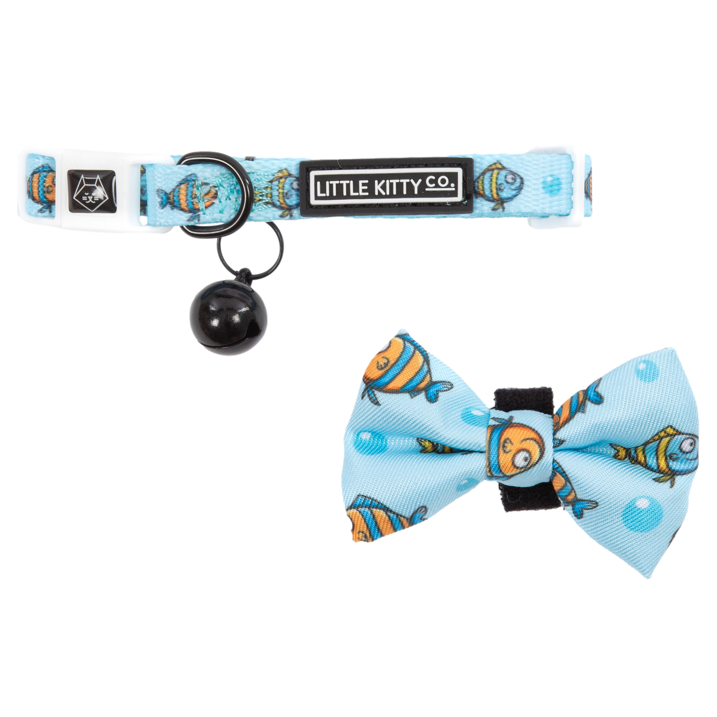 Little Kitty Co CAT COLLAR & BOW TIE: Here, Fishy, Fishy (NEW!) cat collar & Bow Tie Little Kitty Co. XS