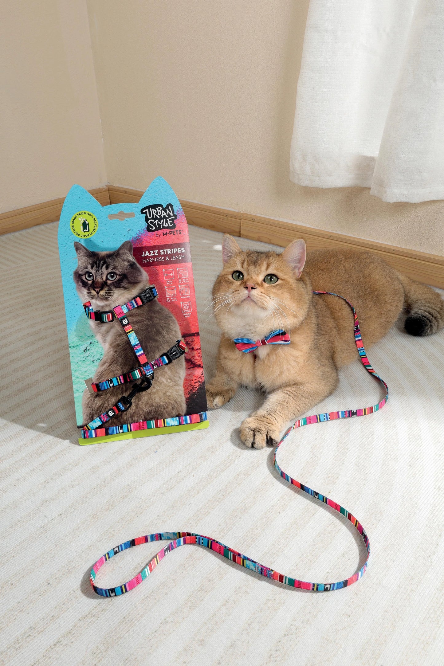 Gentle cat cat harness & Leash set Lightweight cat harness Mpets Jazz stripes