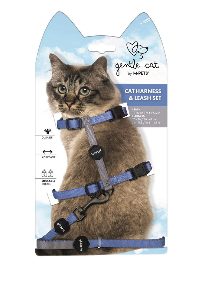 Gentle cat cat harness & Leash set Lightweight cat harness Mpets Blue