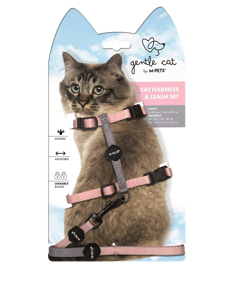 Gentle cat cat harness & Leash set Lightweight cat harness Mpets Pink