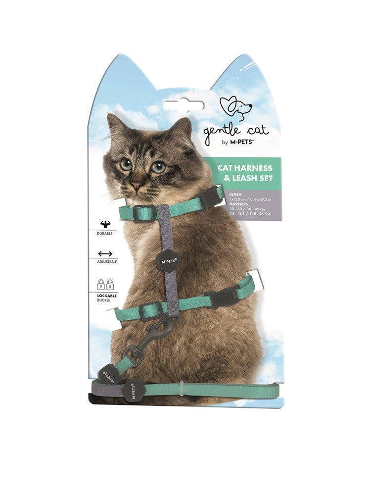 Gentle cat cat harness & Leash set Lightweight cat harness Mpets Green