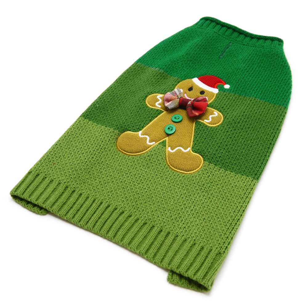 Gingerbread Man Dog Sweater Woofy and Whiskers