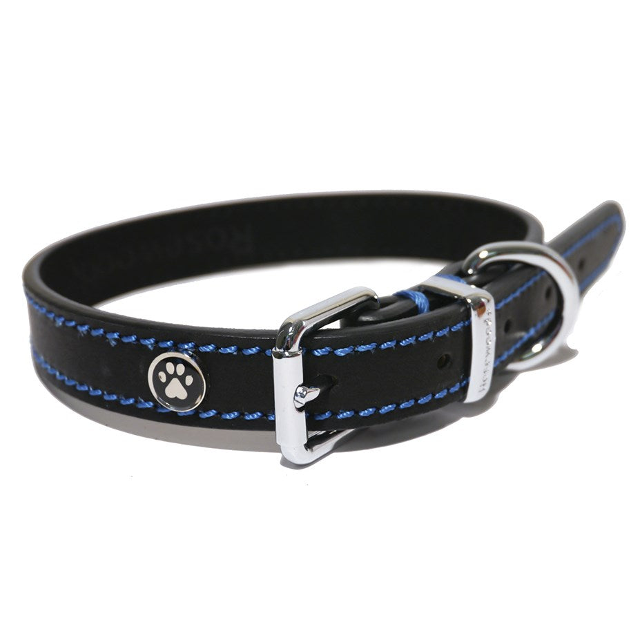 Rosewood BLACK LEATHER Dog COLLAR Dog Collar Rosewood Black