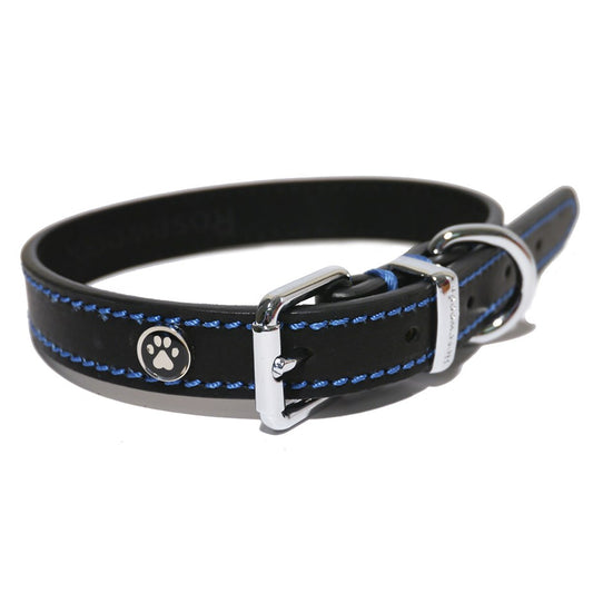 BLACK LEATHER Dog COLLAR Dog Collar Rosewood Black