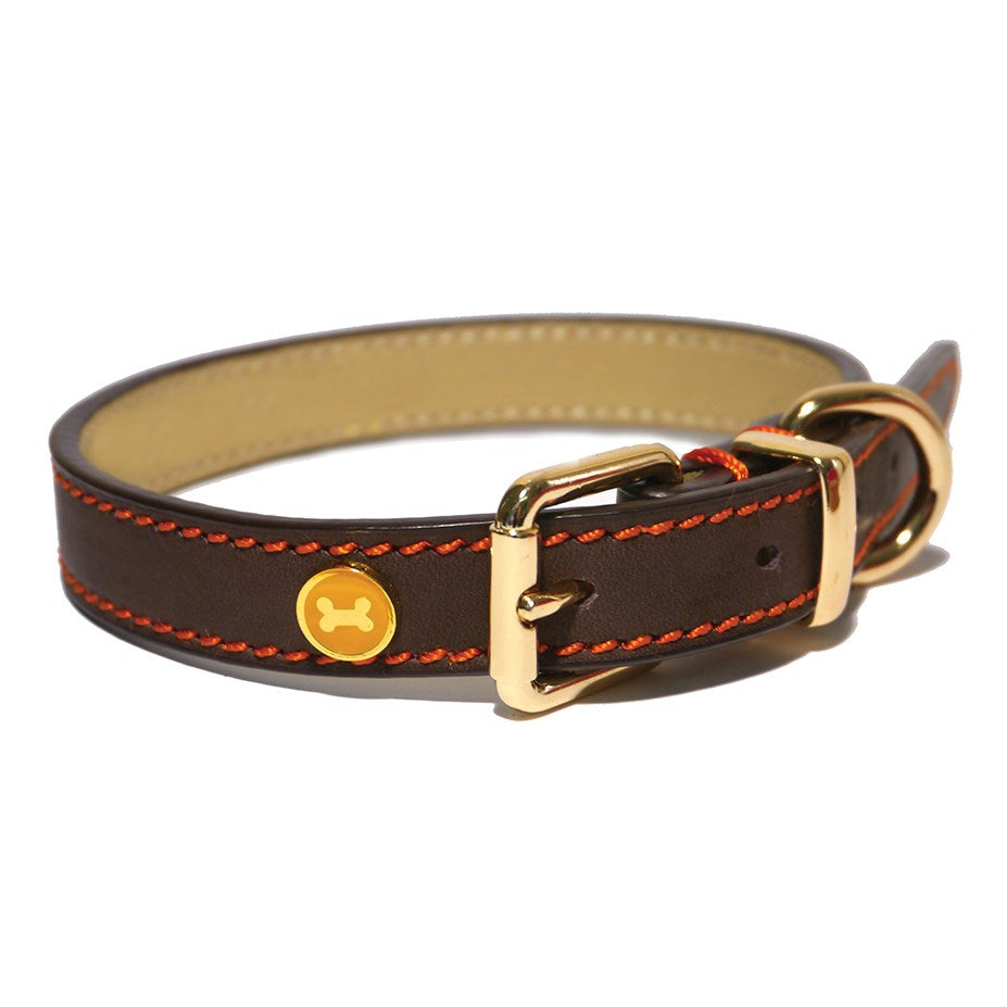 Rosewood BLACK LEATHER Dog COLLAR Dog Collar Rosewood Brown