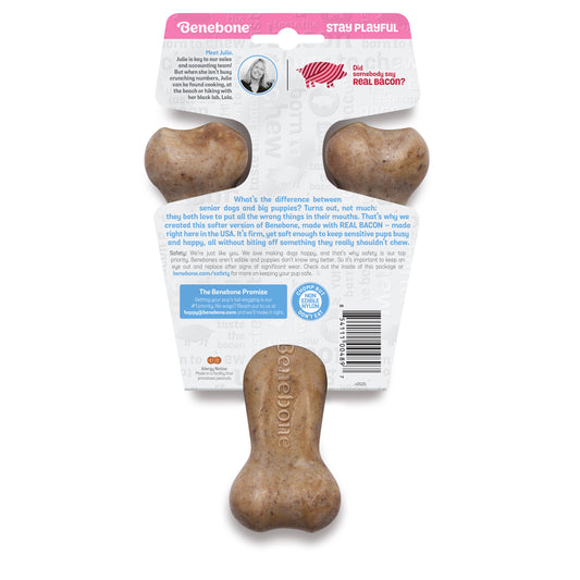 Benebone – Bacon Puppy Wishbone Tough dog toys Woofy and Whiskers Small