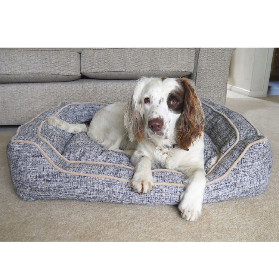 Luxury Slate and Oatmeal Square Bed Large dog bed Rosewood