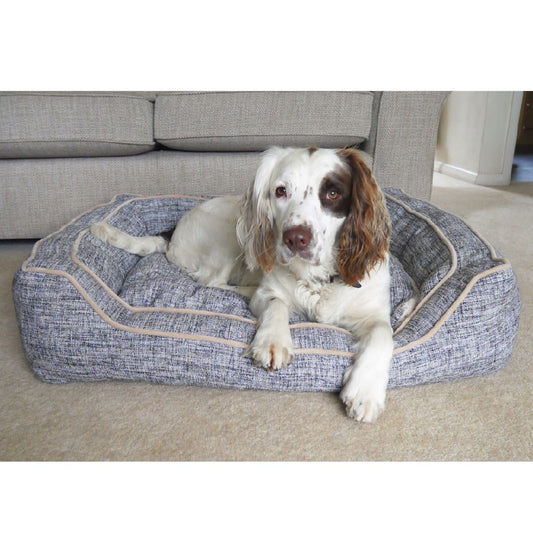 Luxury Slate and Oatmeal Square Bed Large dog bed Rosewood