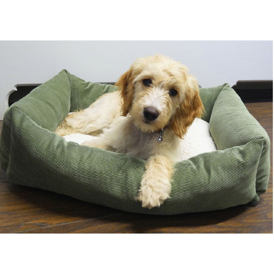 Forest Green Cord/Fleece Square 24inch dog bed Rosewood