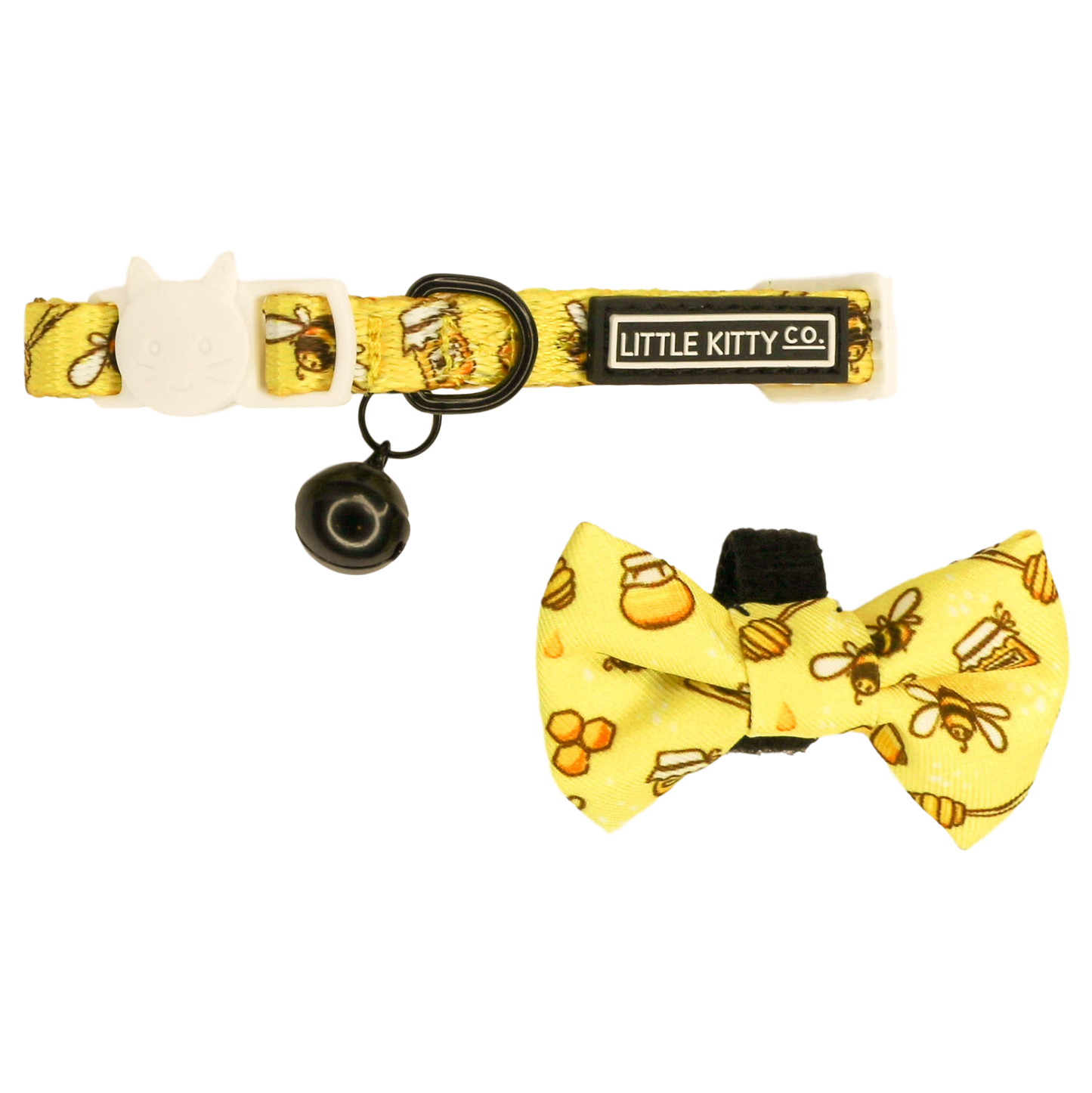 Little Kitty Co CAT COLLAR & BOW TIE: Bee-Hiving Little Kitty Co. XS