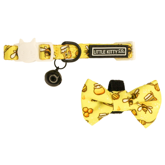 CAT COLLAR & BOW TIE: Bee-Hiving Little Kitty Co. XS