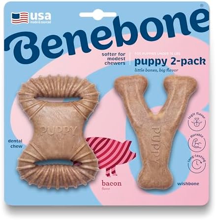 Benebone Bacon Flavor Puppy Pack Dog Chew Toys (2 Pack) Dog toys Benebone