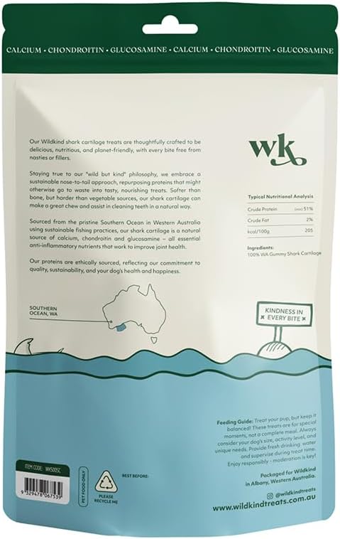 Wildkind Air Dried Shark Cartilage 500g – Natural Australian Dental Chews for Dogs Dog treats Wildkind