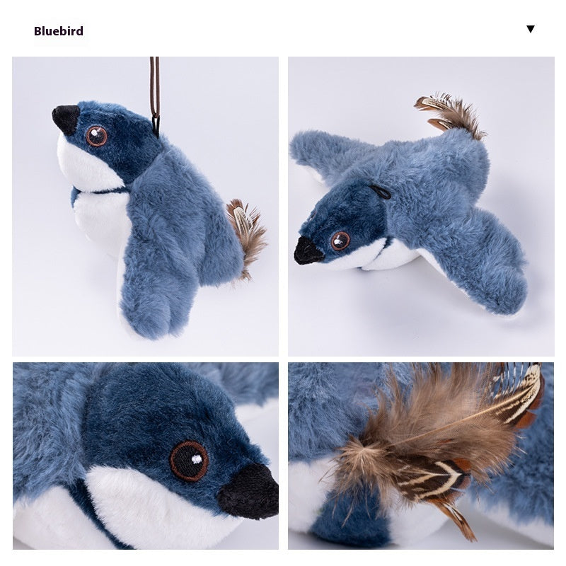 Interactive Cat Plush Toys For Indoor Cats Automatic Flapping Bird Cat Toy USB Rechargeable Electronic Pet Enrichment Toys blue Woofy and Whiskers
