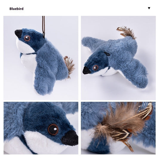 Interactive Cat Plush Toys For Indoor Cats Automatic Flapping Bird Cat Toy USB Rechargeable Electronic Pet Enrichment Toys blue Woofy and Whiskers