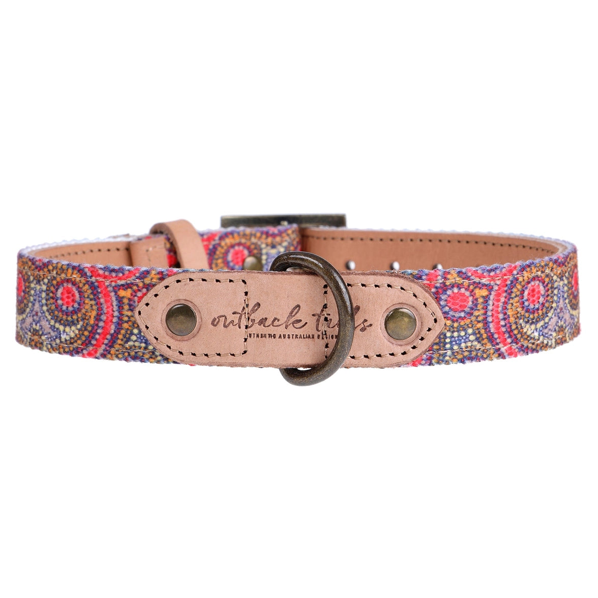 Outback tails Leather Dog Collar - Sand Dunes Dog Collar Outback Tails Large Vaughan Springs