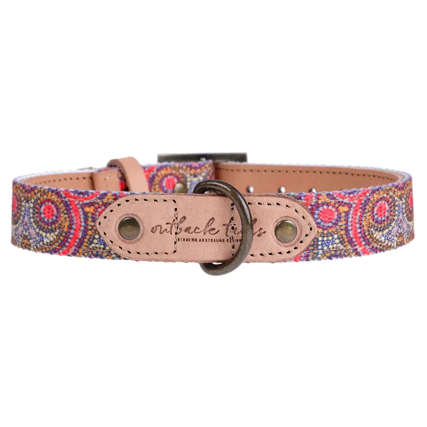 Outback tails Leather Dog Collar - Sand Dunes Dog Collar Outback Tails Large Snake Dreaming