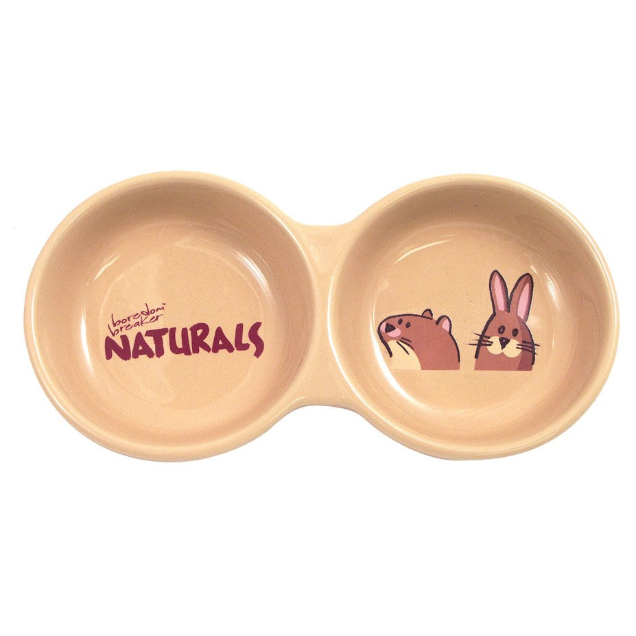 Stoneware Double Small Animal Dish - 8.5" (Naturals) Woofy and Whiskers