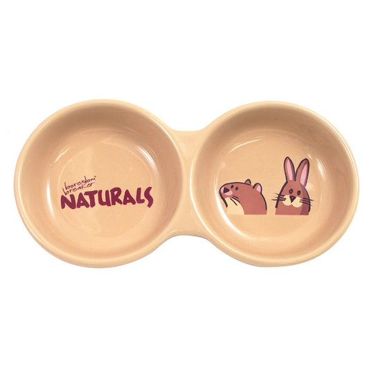 Stoneware Double Small Animal Dish - 8.5" (Naturals) mpets